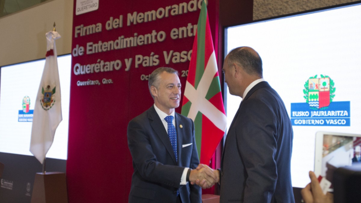 El lehendakari Urkullu y el Estado de Querétaro firman un acuerdo de cooperación para proyectos empresariales, educativos, culturales, de investigación y turísticos