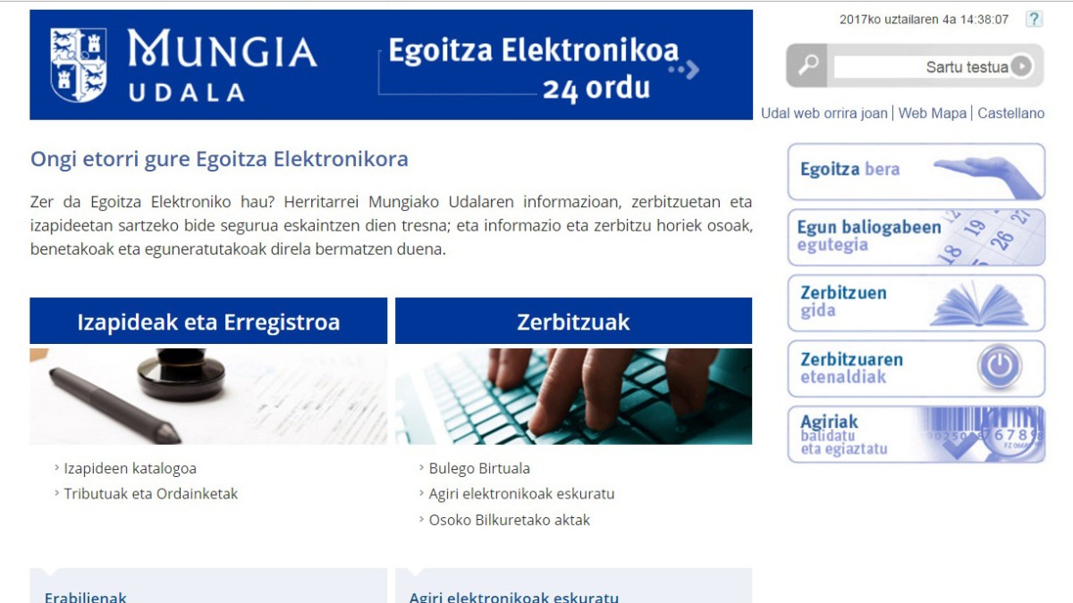 Mungiak izapide elektroniko-administratiboak udal web-orriaren bidez egiteko aukera ematen du