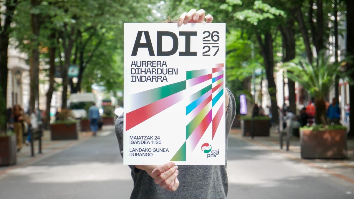 'Aurrera Diharduen Indarra', udal eta foru hauteskundetarako urte bete falta dela, EAJ-PNVk Durangon egingo duen mitin handirako goiburua