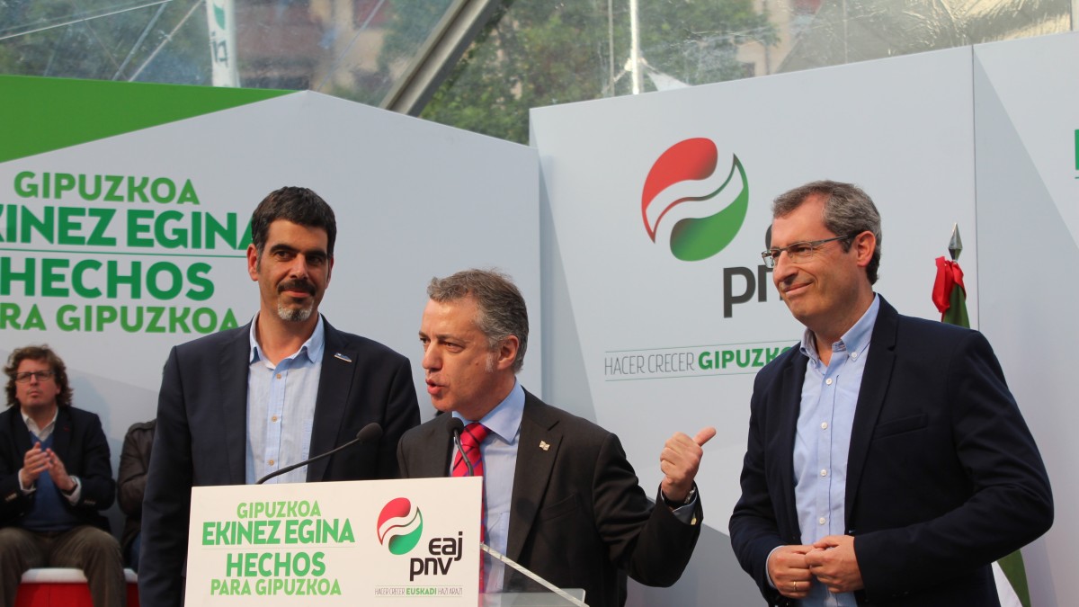 Urkullu pide a los guipuzcoanos que le votaron que confíen ahora en “el cambio seguro” que Goia traerá a Donostia y Olano a Gipuzkoa