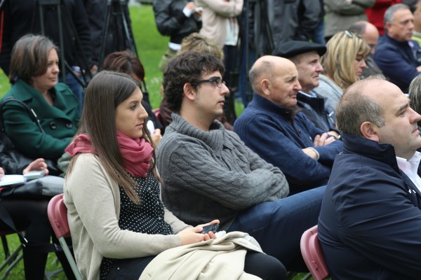 Andoni Ortuzar y Xabier Agirre en la reapertura del Batzoki de Respaldiza