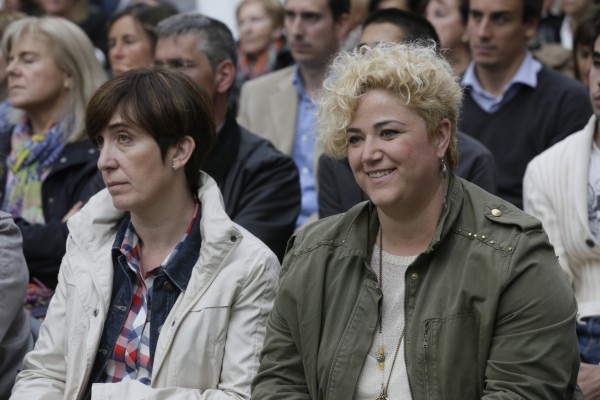 Izaskun Bilbao, Iñigo Urkullu, Andoni Ortuzar en el mitin de Eibar