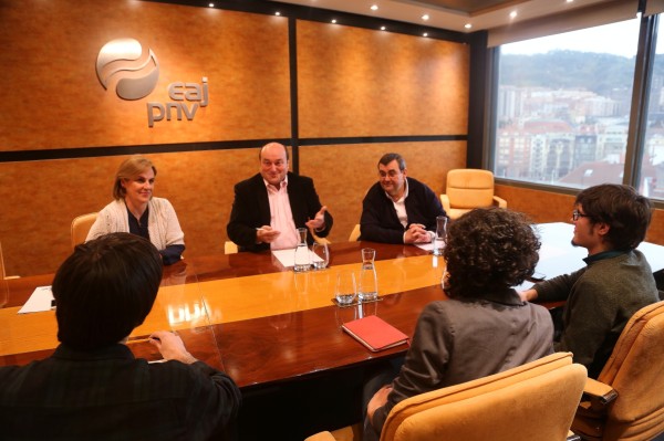 Reunión  EAJ-PNV y Podemos Euskadi  en Sabin Etxea