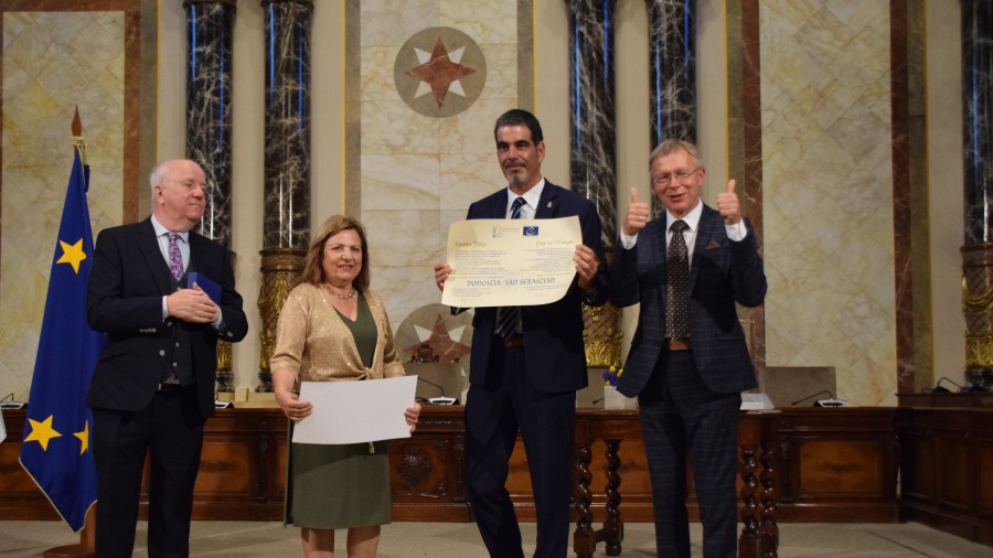 Donostiak 2019ko Europako Saria jaso du Donostiak 2019ko Europako Saria jaso du