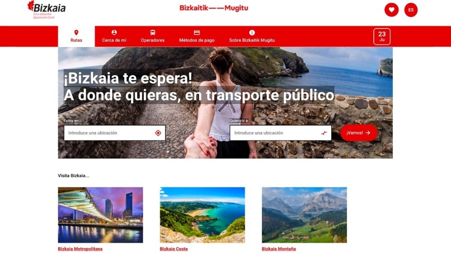 Aldundiak Bizkaitik Mugitu jarri du abian, lurraldeko garraio publikoaren online ataria Aldundiak Bizkaitik Mugitu jarri du abian, lurraldeko garraio publikoaren online ataria