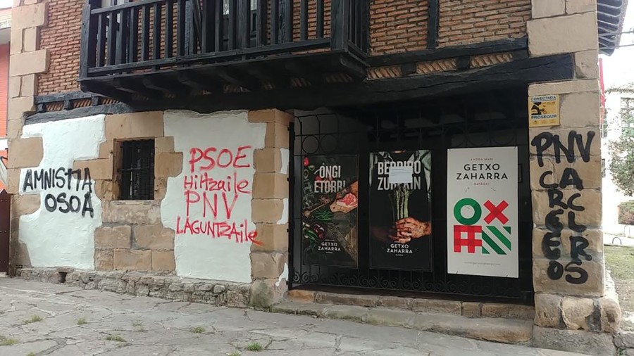 Uribe Kostako hiru batzokitan eginiko erasoak eta EAJ-PNVren kontrako irain larriak gaitzetsi ditu Bizkai Buru Batzarrak Uribe Kostako hiru batzokitan eginiko erasoak eta EAJ-PNVren kontrako irain larriak gaitzetsi ditu Bizkai Buru Batzarrak