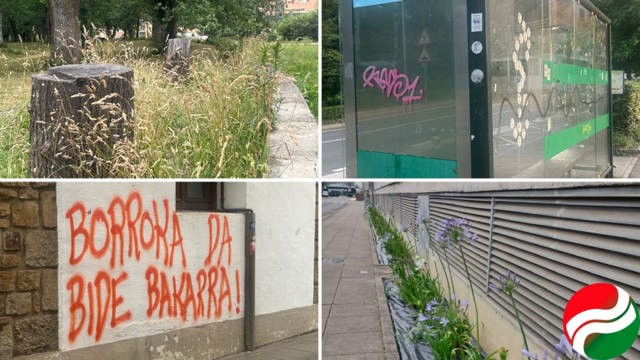 EAJ-PNV de Oñati denuncia la dejadez en el municipio: pintadas, carteles, jardines descuidados y hierba sin cortar