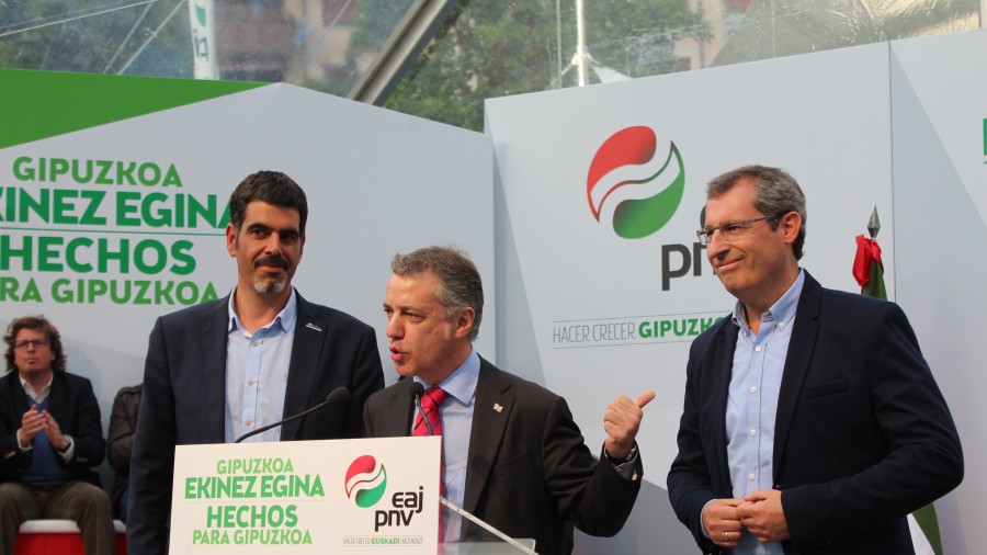 Urkullu pide a los guipuzcoanos que le votaron que confíen ahora en “el cambio seguro” que Goia traerá a Donostia y Olano a Gipuzkoa